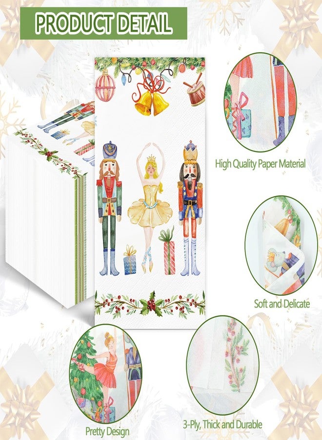 IANFEPH 100PCS Christmas Napkins Disposable Watercolor Nutcracker Paper Napkins 3 Ply Decorative Paper Hand Towels for Bathroom Winter Xmas Guest Napkins for Winter Holiday Christmas Cocktail Party - Image 3